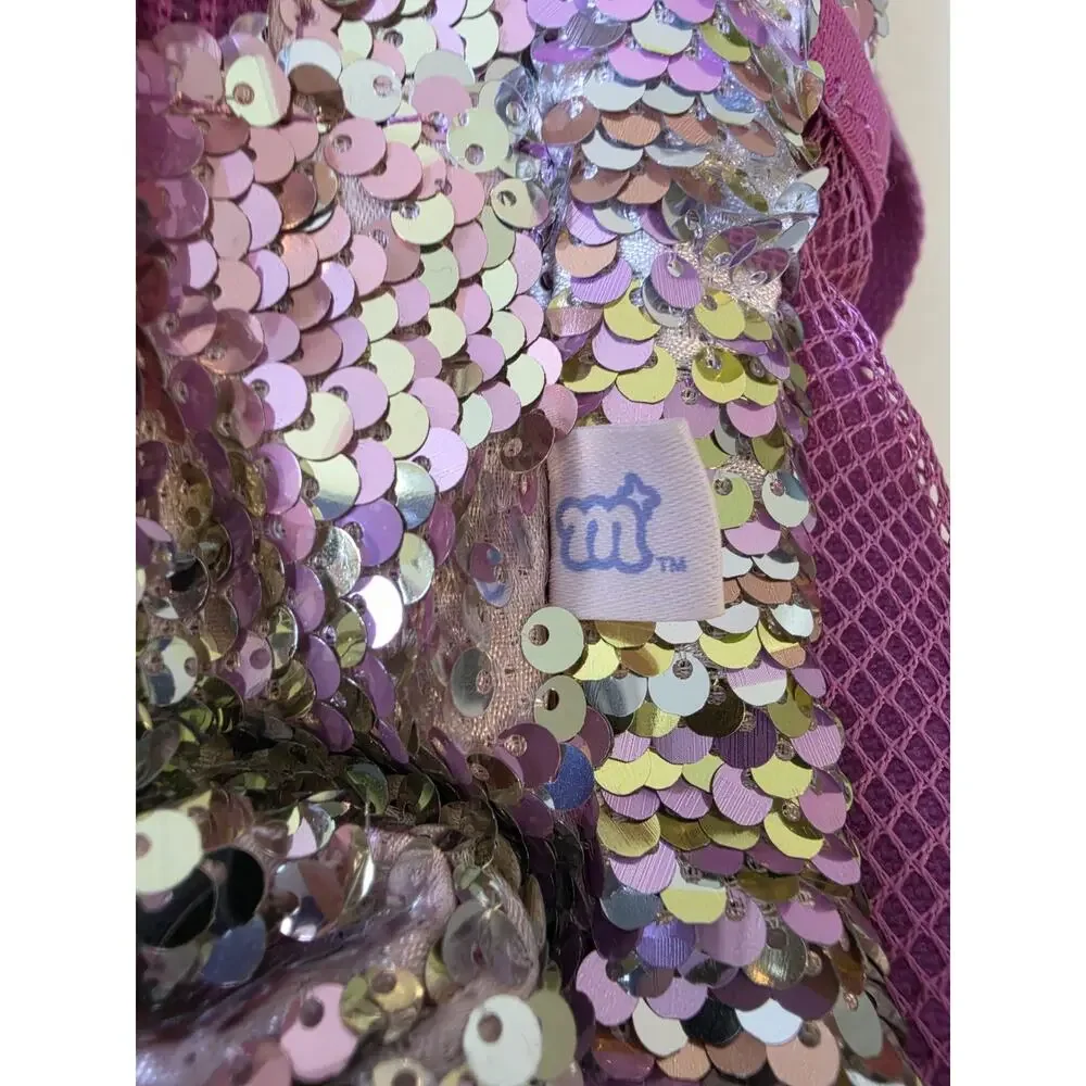 Kids Reversible Sequin Backpack Purple Silver Girls School Travel Bag